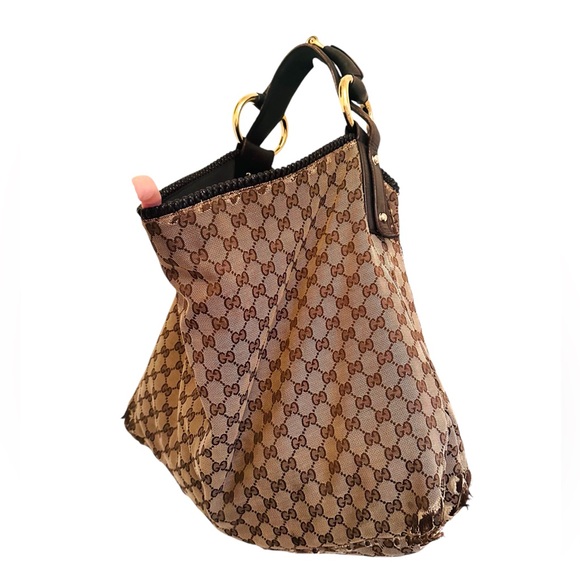 GUCCI VINTAGE LARGE HORSE BIT HOBO BAG - Picture 3 of 14